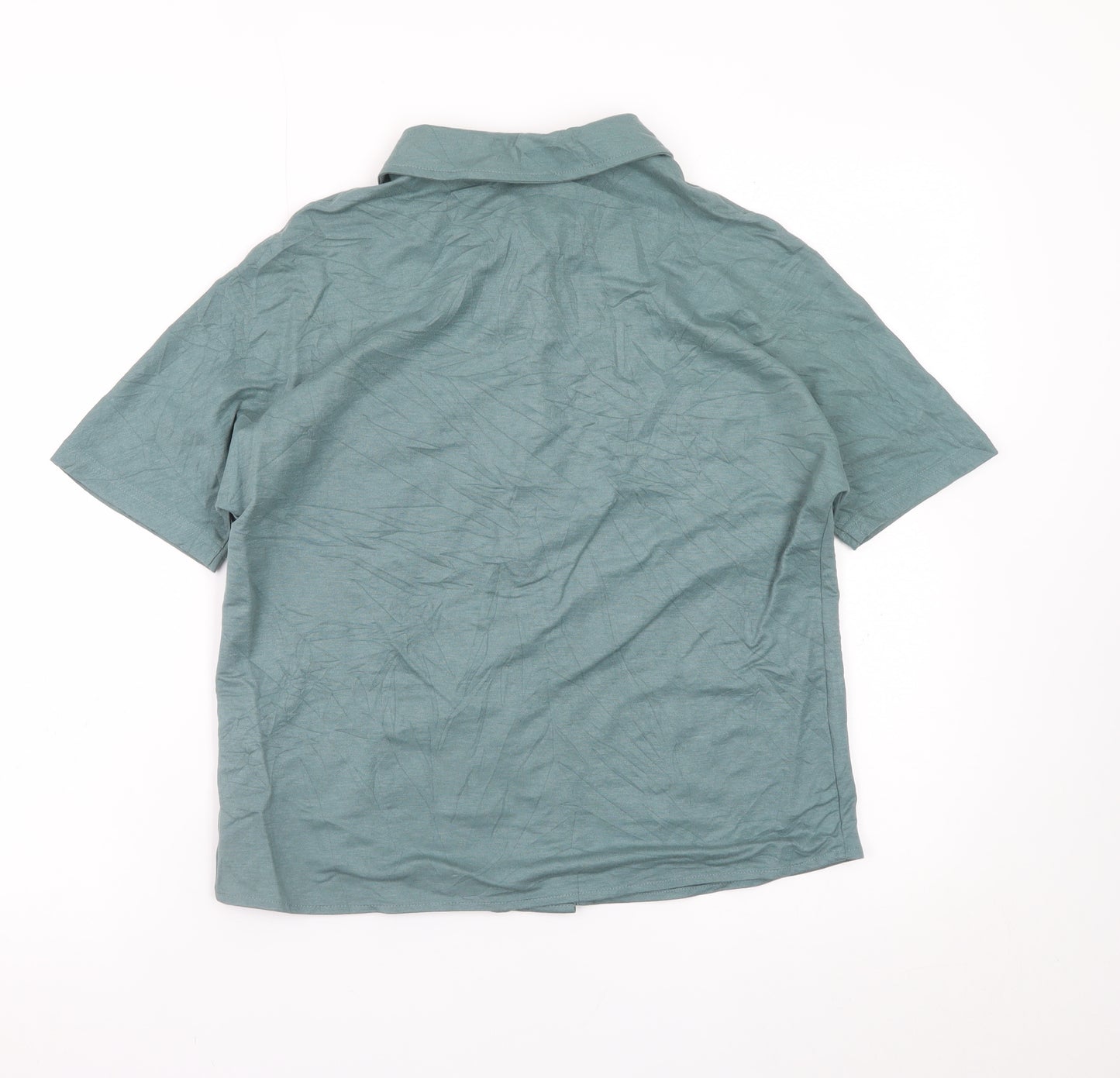 Marks and Spencer Men's Green Short Sleeve Regular Fit Button-Up Shirt Size S