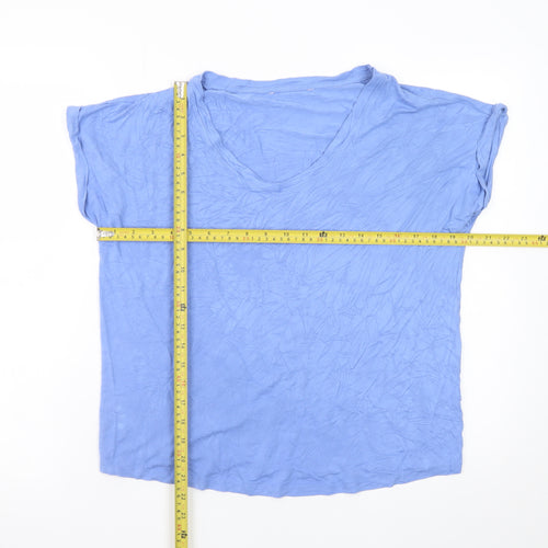 Tu Women’s Blue V-Neck Short Sleeve Basic Jersey T-Shirt Size 14