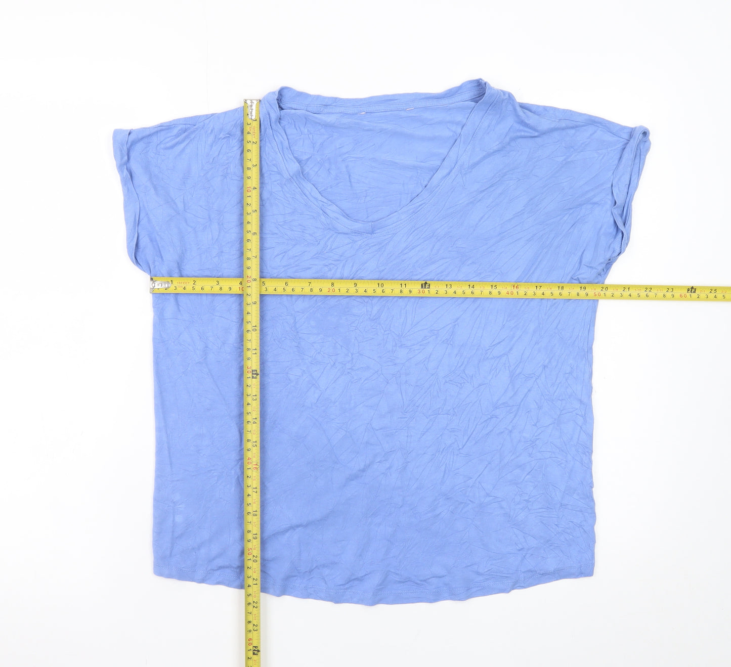 Tu Women’s Blue V-Neck Short Sleeve Basic Jersey T-Shirt Size 14