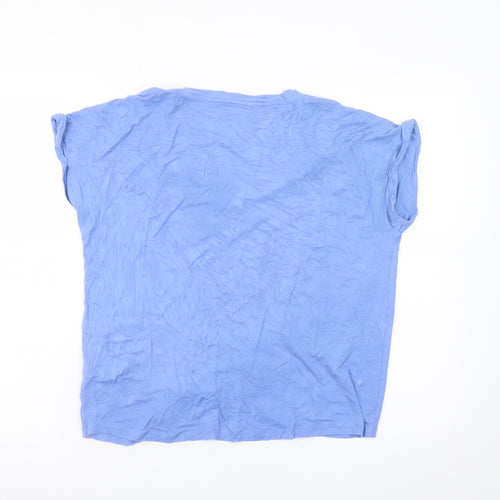 Tu Women’s Blue V-Neck Short Sleeve Basic Jersey T-Shirt Size 14