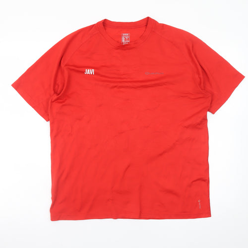 Quechua Men's Red Short Sleeve Crew Neck T-Shirt XL Polyester