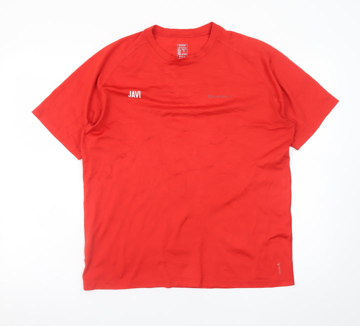 Quechua Men's Red Short Sleeve Crew Neck T-Shirt XL Polyester