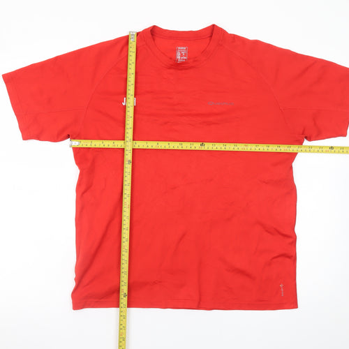 Quechua Men's Red Short Sleeve Crew Neck T-Shirt XL Polyester