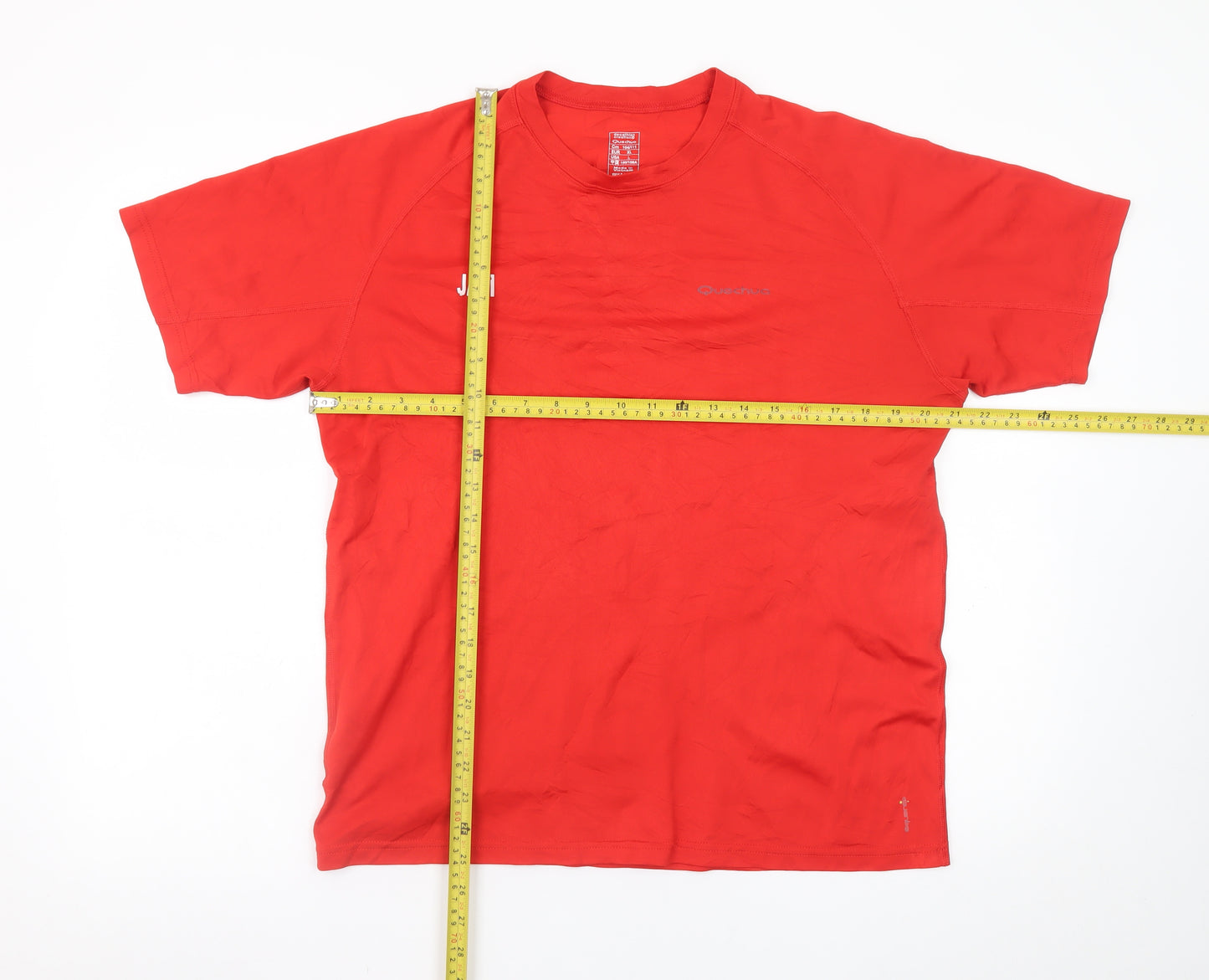 Quechua Men's Red Short Sleeve Crew Neck T-Shirt XL Polyester