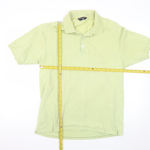Marks and Spencer Men's Green Polo Shirt Medium Cotton Stretch
