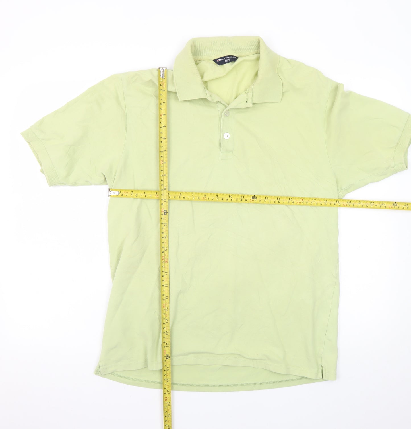 Marks and Spencer Men's Green Polo Shirt Medium Cotton Stretch