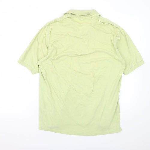 Marks and Spencer Men's Green Polo Shirt Medium Cotton Stretch