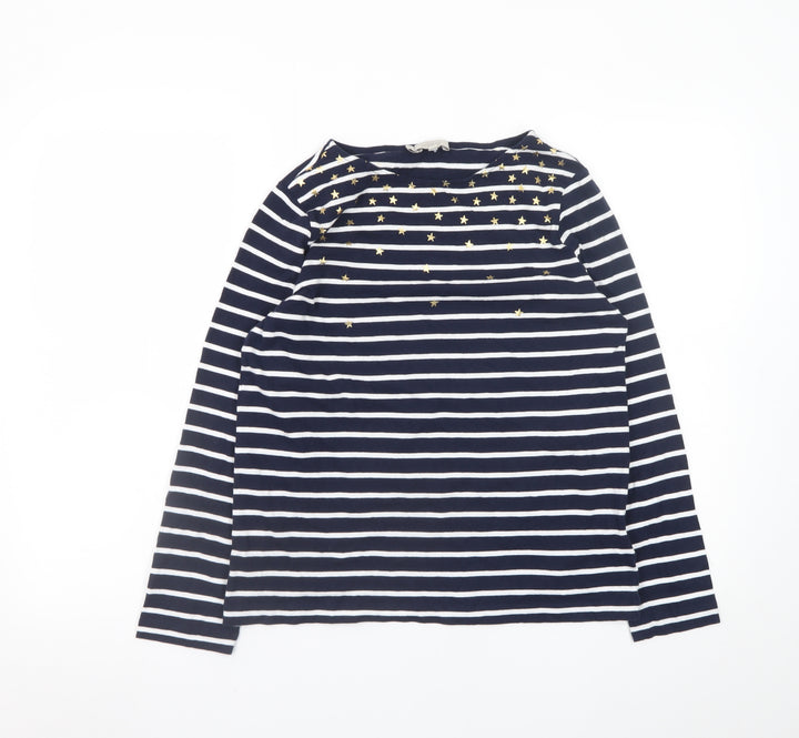 Hobbs Women’s Blue Striped Long Sleeve Star Cotton Top Size M