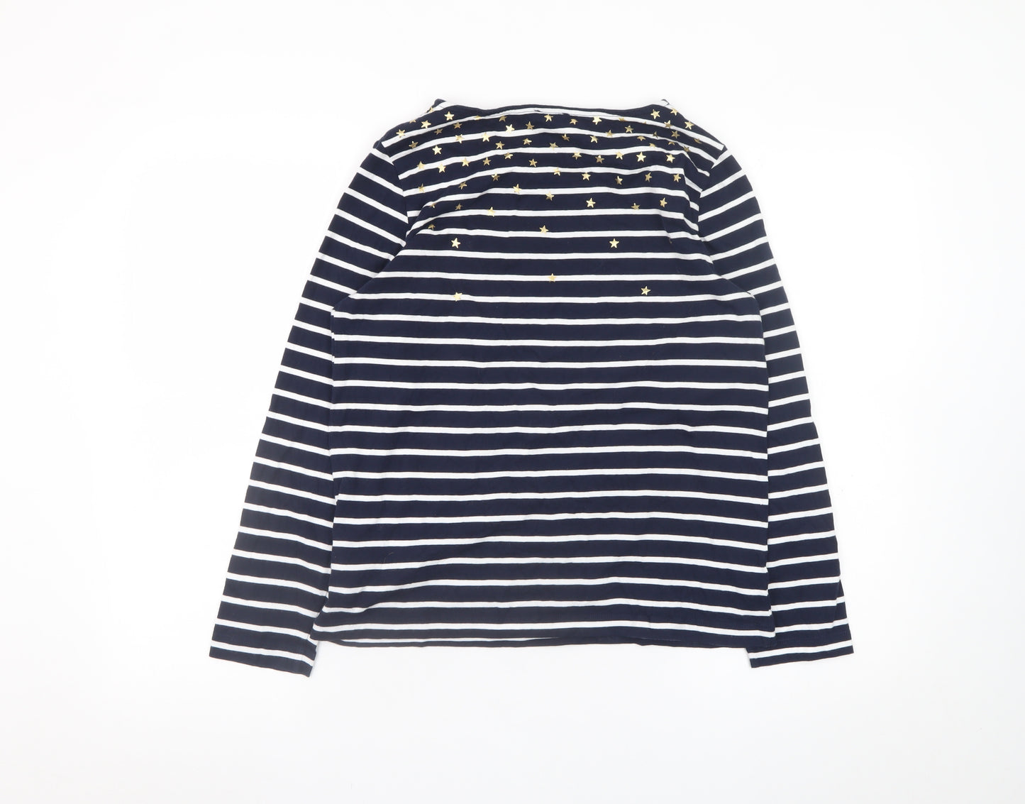 Hobbs Women’s Blue Striped Long Sleeve Star Cotton Top Size M