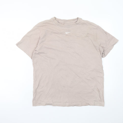 Nike Women’s Beige Loose Fit T-Shirt XS 100% Cotton Crew Neck Casual