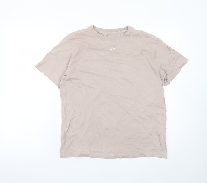 Nike Women’s Beige Loose Fit T-Shirt XS 100% Cotton Crew Neck Casual