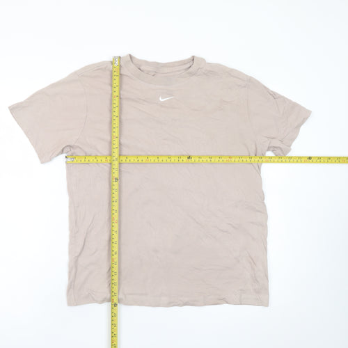 Nike Women’s Beige Loose Fit T-Shirt XS 100% Cotton Crew Neck Casual