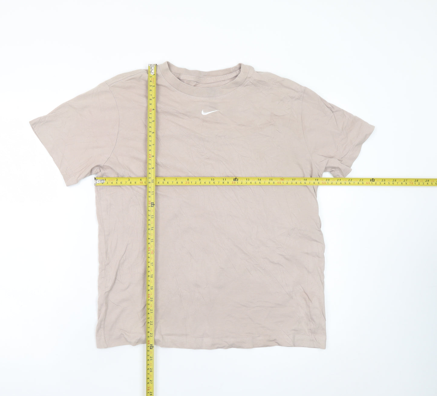 Nike Women’s Beige Loose Fit T-Shirt XS 100% Cotton Crew Neck Casual