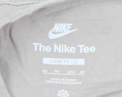 Nike Women’s Beige Loose Fit T-Shirt XS 100% Cotton Crew Neck Casual