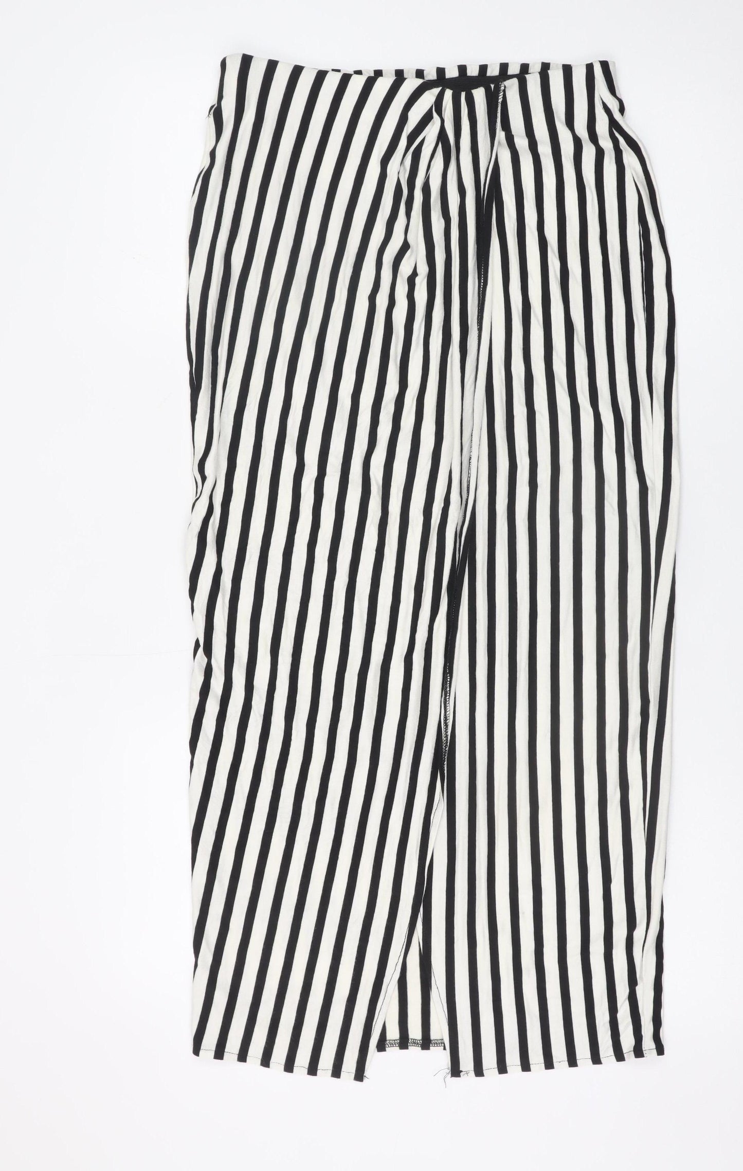 Bershka Women’s Black Striped Midi Wrap Skirt Size 12
