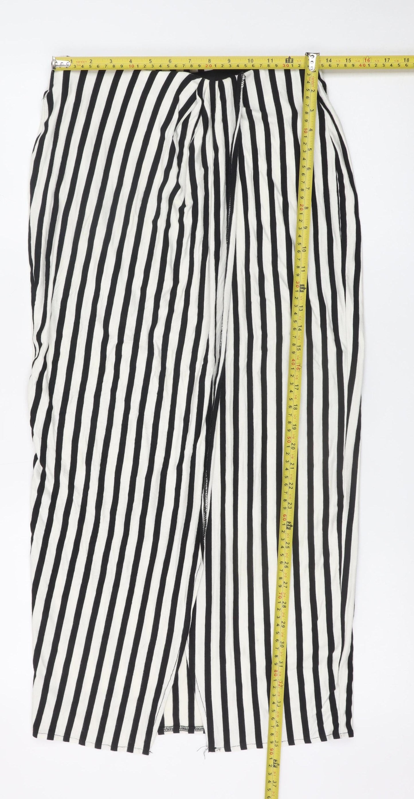 Bershka Women’s Black Striped Midi Wrap Skirt Size 12