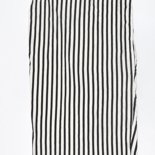 Bershka Women’s Black Striped Midi Wrap Skirt Size 12