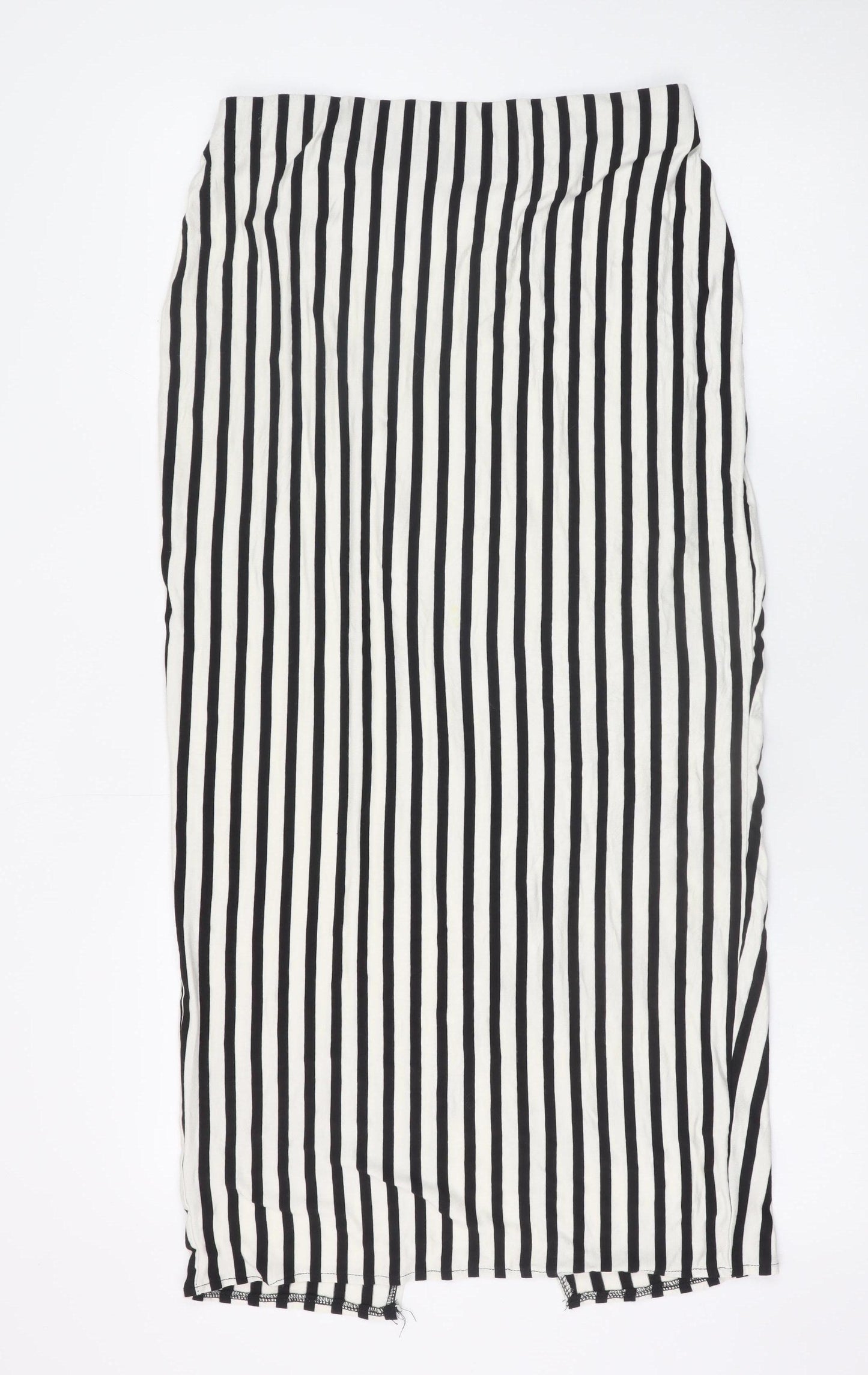 Bershka Women’s Black Striped Midi Wrap Skirt Size 12