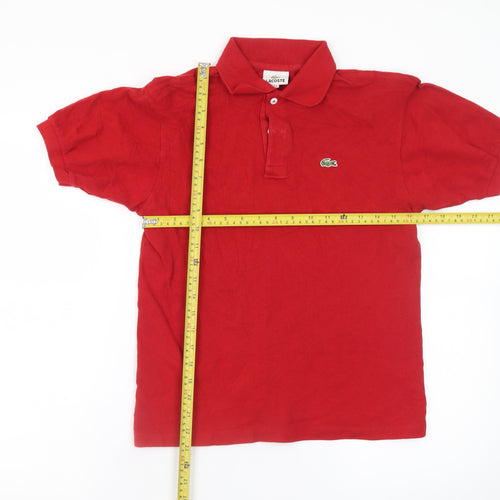 Lacoste Boys Red Cotton Polo Shirt Short Sleeve 16 Years Logo Summer Top