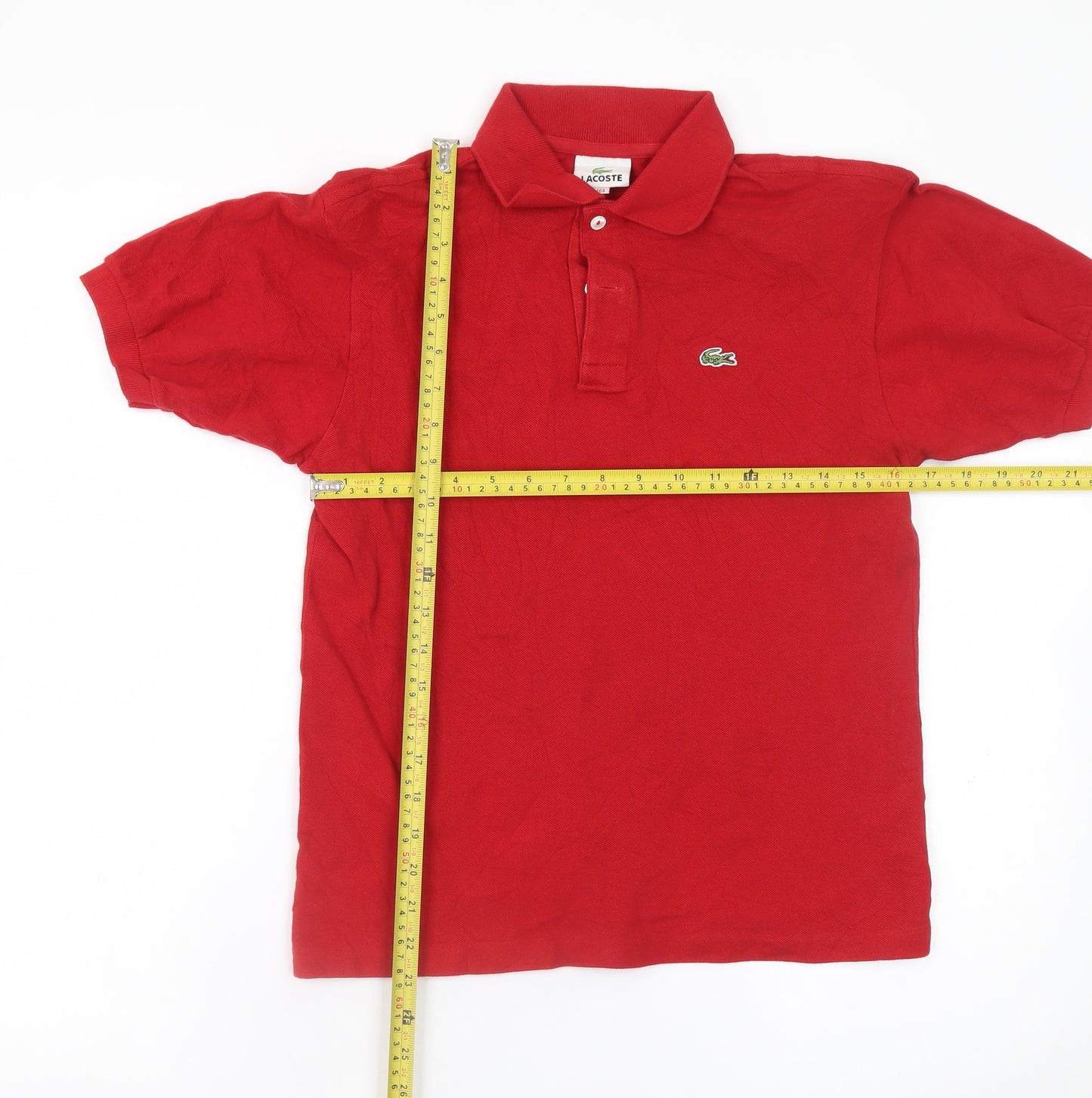 Lacoste Boys Red Cotton Polo Shirt Short Sleeve 16 Years Logo Summer Top