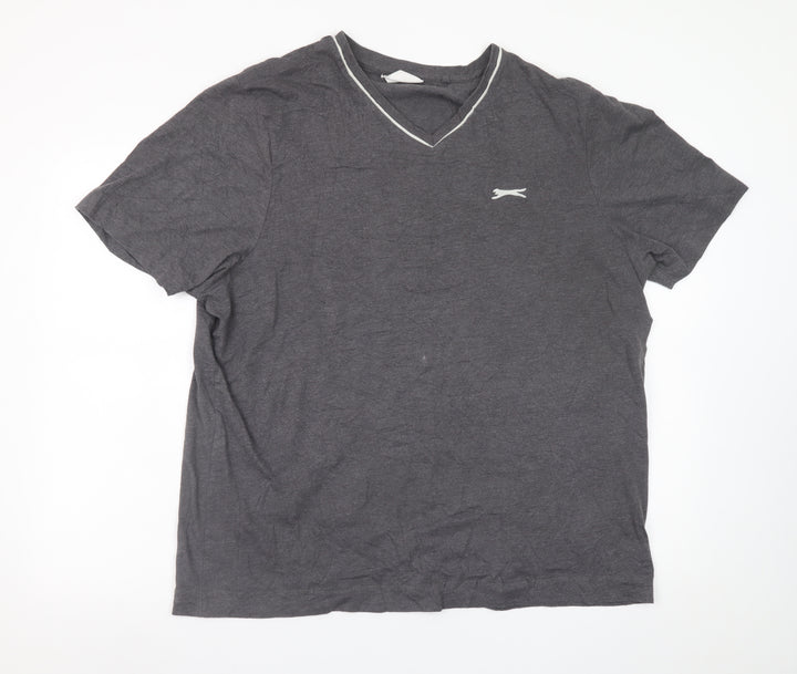 Slazenger Men's Grey V-Neck Short Sleeve T-Shirt XL Cotton Blend