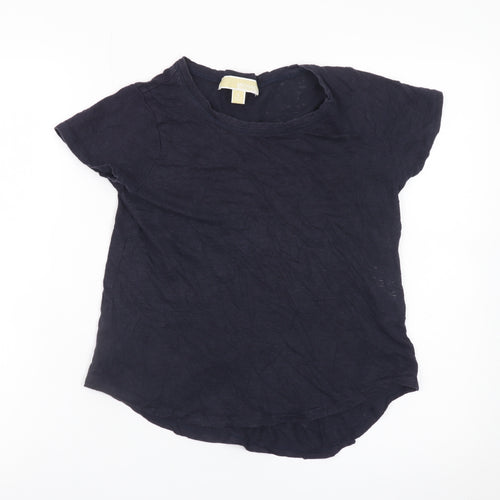 Michael Kors Women's Navy Linen Basic Short Sleeve T-Shirt Size S