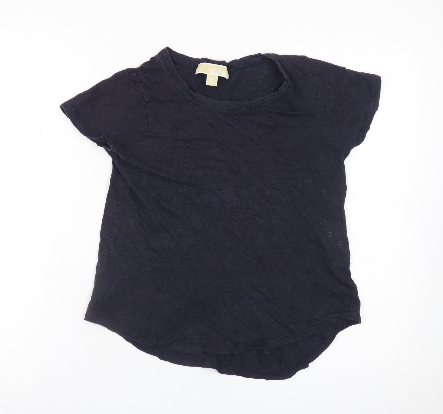 Michael Kors Women's Navy Linen Basic Short Sleeve T-Shirt Size S