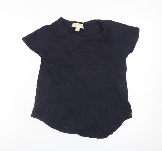 Michael Kors Women's Navy Linen Basic Short Sleeve T-Shirt Size S