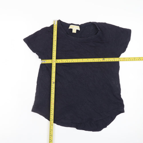 Michael Kors Women's Navy Linen Basic Short Sleeve T-Shirt Size S
