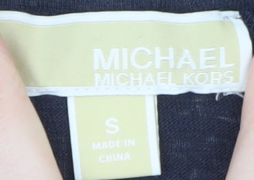 Michael Kors Women's Navy Linen Basic Short Sleeve T-Shirt Size S