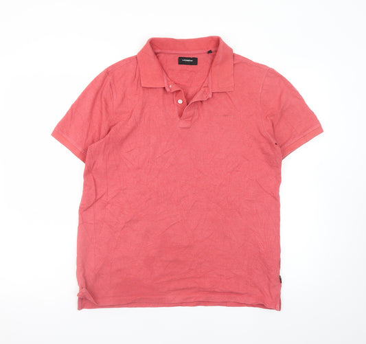 Lindbergh Men's Red Cotton Short Sleeve Polo Shirt M