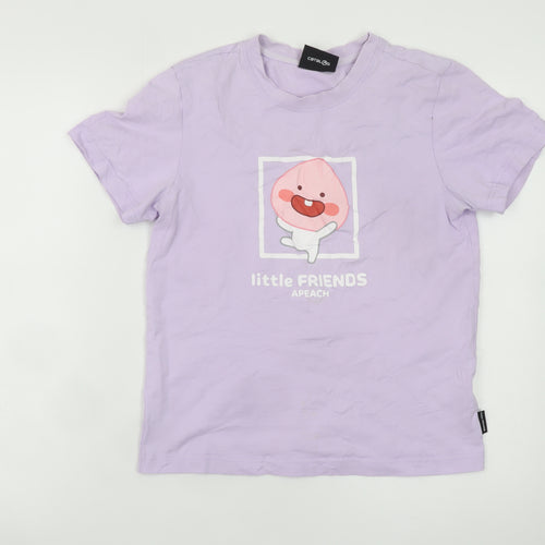 Little FRIENDS Women’s Purple Cotton Anime T-Shirt S
