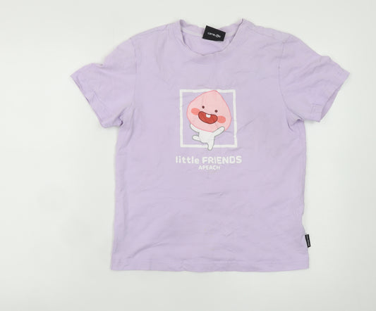 Little FRIENDS Women’s Purple Cotton Anime T-Shirt S