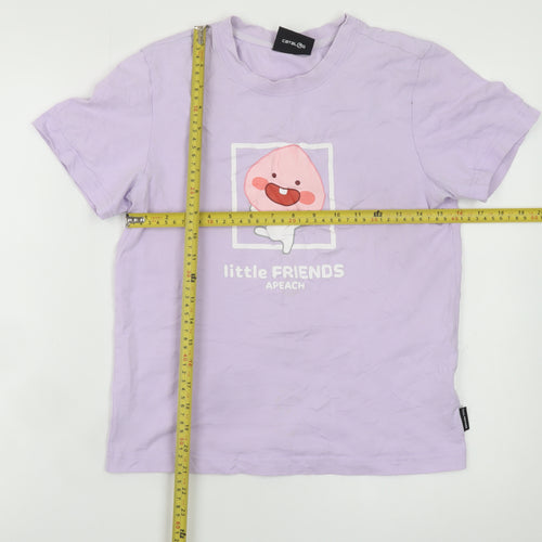 Little FRIENDS Women’s Purple Cotton Anime T-Shirt S