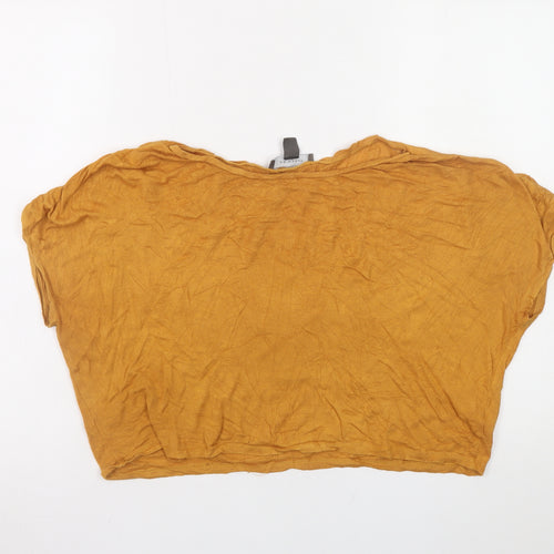 Primark Womens Brown Cropped Viscose T-Shirt Size M (UK 12/14)
