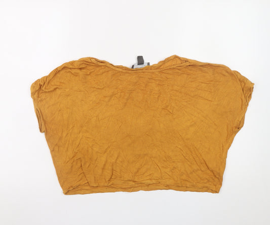 Primark Womens Brown Cropped Viscose T-Shirt Size M (UK 12/14)