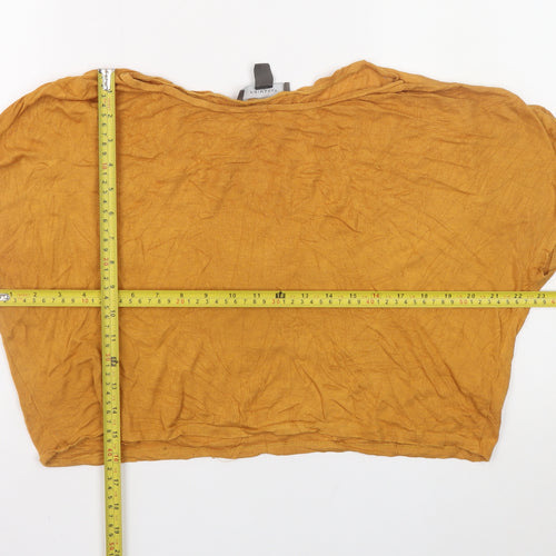Primark Womens Brown Cropped Viscose T-Shirt Size M (UK 12/14)