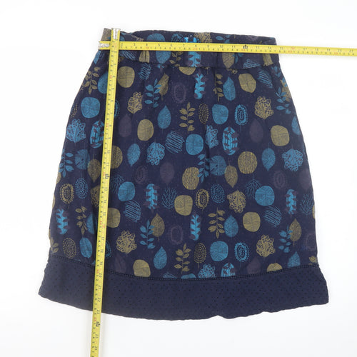 Mantaray Women Blue Floral Knee Length Cotton A-Line Skirt Size 14