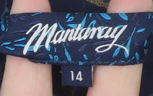 Mantaray Women Blue Floral Knee Length Cotton A-Line Skirt Size 14