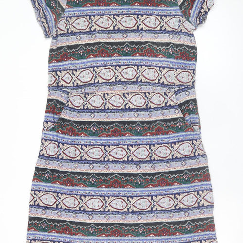 Fat Face Women Multicoloured Size 12 T-Shirt Dress Geometric Jersey