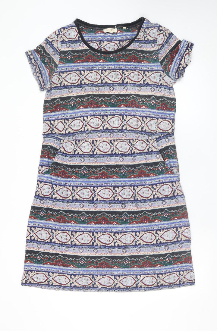 Fat Face Women Multicoloured Size 12 T-Shirt Dress Geometric Jersey