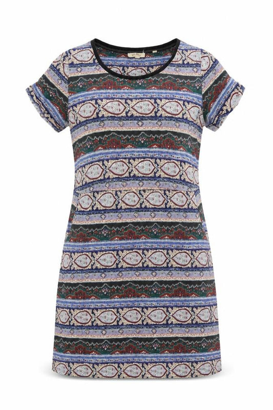 Front view of FatFace Women Multicoloured, size 12, T-Shirt Dress Geometric Jersey