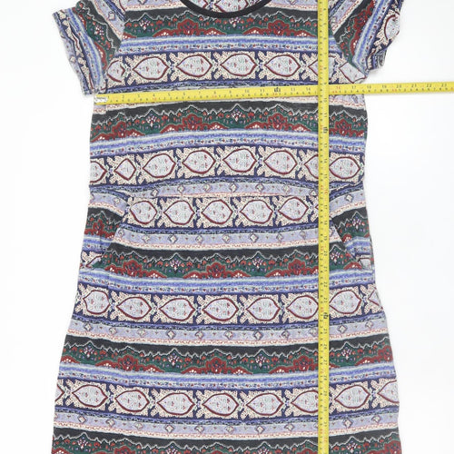Fat Face Women Multicoloured Size 12 T-Shirt Dress Geometric Jersey