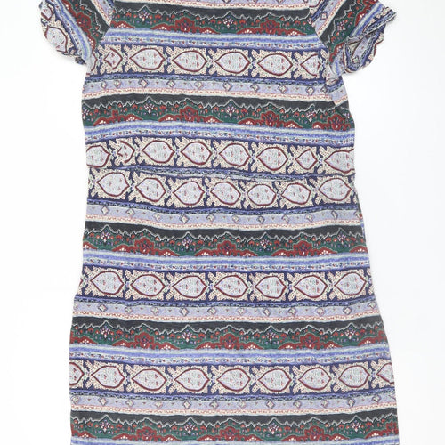 Fat Face Women Multicoloured Size 12 T-Shirt Dress Geometric Jersey