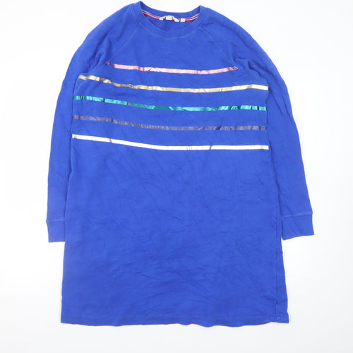 Boden Women Blue Size 16 Long Sleeve Cotton T-Shirt Dress
