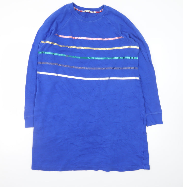 Boden Women Blue Size 16 Long Sleeve Cotton T-Shirt Dress