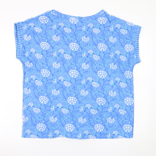 White Stuff Women's Blue Floral Cotton Tunic Blouse Size 22
