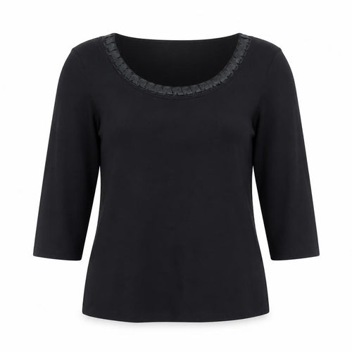 Marks and Spencer Women's Black Size 14 3/4 Sleeve Scoop Neck Stretch Blouse