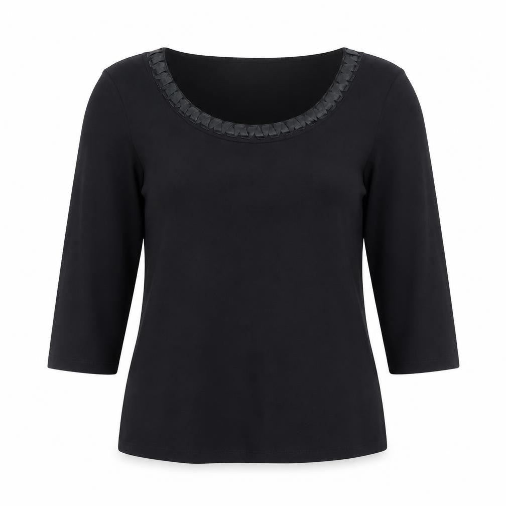 Marks and Spencer Women's Black Size 14 3/4 Sleeve Scoop Neck Stretch Blouse