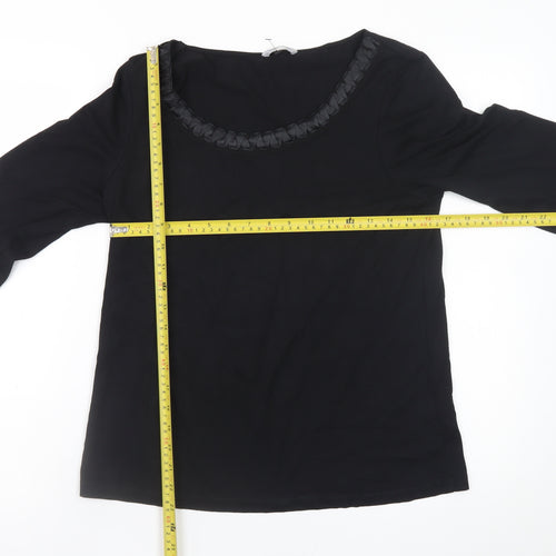 Marks and Spencer Women's Black Size 14 3/4 Sleeve Scoop Neck Stretch Blouse